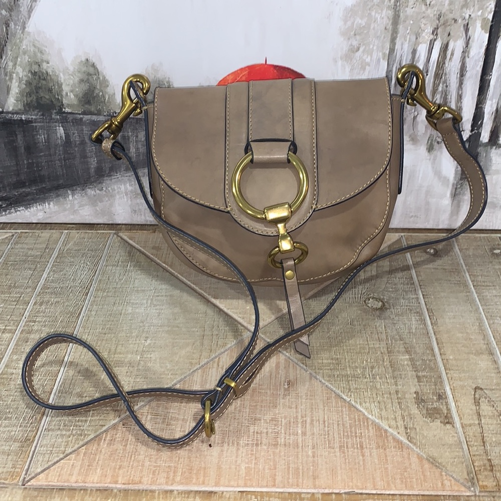 Frye Ilana Small Harness Saddle Crossbody Bag -Taupe Grey- MSRP $378
